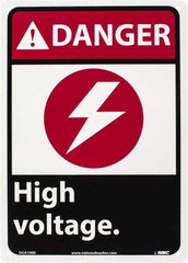 NMC - "Danger - High Voltage", 14" Long x 10" Wide, Rigid Plastic Safety Sign - Rectangle, 0.05" Thick, Use for Accident Prevention - Apex Tool & Supply