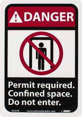 NMC - "Danger - Permit Required - Confined Space - Do Not Enter", 10" Long x 7" Wide, Rigid Plastic Safety Sign - Rectangle, 0.05" Thick, Use for Accident Prevention - Apex Tool & Supply