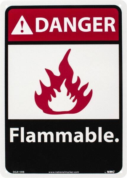 NMC - Danger - Flammable, Plastic Fire Sign - 10" Wide x 14" High - Apex Tool & Supply