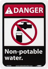 NMC - "Danger - Non-Potable Water", 10" Long x 7" Wide, Rigid Plastic Safety Sign - Rectangle, 0.05" Thick, Use for Restroom, Janitorial & Housekeeping - Apex Tool & Supply