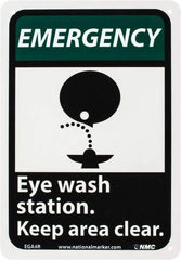 NMC - "Emergency - Eye Wash Station - Keep Area Clear", 10" Long x 7" Wide, Rigid Plastic Safety Sign - Rectangle, 0.05" Thick, Use for First Aid - Apex Tool & Supply