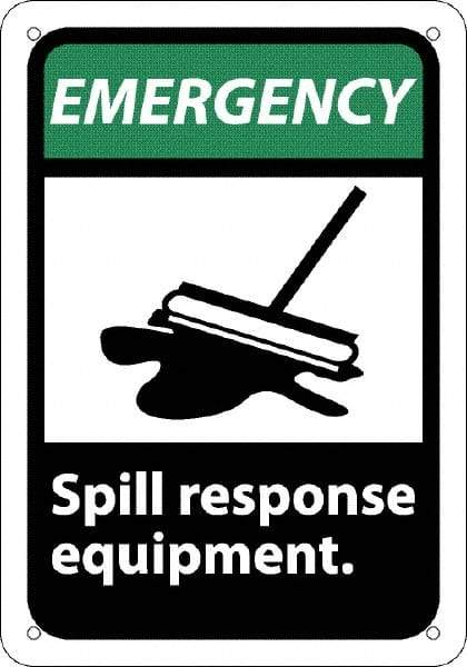 NMC - "Emergency - Spill Response Equipment", 10" Long x 7" Wide, Rigid Plastic Safety Sign - Rectangle, 0.05" Thick, Use for Accident Prevention - Apex Tool & Supply