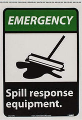 NMC - "Emergency - Spill Response Equipment", 14" Long x 10" Wide, Pressure-Sensitive Vinyl Safety Sign - Rectangle, 0.004" Thick, Use for Accident Prevention - Apex Tool & Supply