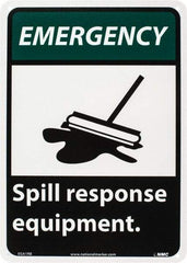 NMC - "Emergency - Spill Response Equipment", 14" Long x 10" Wide, Rigid Plastic Safety Sign - Rectangle, 0.05" Thick, Use for Accident Prevention - Apex Tool & Supply