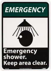 NMC - "Emergency - Emergency Shower - Keep Area Clear", 14" Long x 10" Wide, Rigid Plastic Safety Sign - Rectangle, 0.05" Thick, Use for First Aid - Apex Tool & Supply