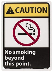 NMC - "Caution - No Smoking Beyond This Point", 14" Long x 10" Wide, Rigid Plastic Safety Sign - Rectangle, 0.05" Thick, Use for Accident Prevention - Apex Tool & Supply