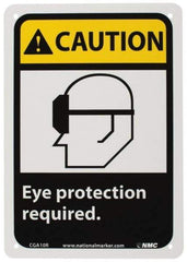 NMC - "Caution - Eye Protection Required", 10" Long x 7" Wide, Rigid Plastic Safety Sign - Rectangle, 0.05" Thick, Use for Accident Prevention - Apex Tool & Supply