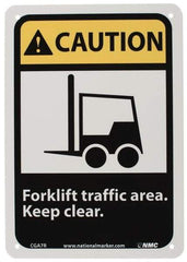 NMC - "Caution - Forklift Traffic Area - Keep Clear", 10" Long x 7" Wide, Rigid Plastic Safety Sign - Rectangle, 0.05" Thick, Use for Accident Prevention - Apex Tool & Supply
