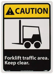 NMC - "Caution - Forklift Traffic Area - Keep Clear", 14" Long x 10" Wide, Rigid Plastic Safety Sign - Rectangle, 0.05" Thick, Use for Accident Prevention - Apex Tool & Supply
