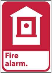 NMC - Fire Alarm, Pressure Sensitive Vinyl Fire Sign - 10" Wide x 14" High - Apex Tool & Supply