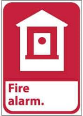NMC - Fire Alarm, Pressure Sensitive Vinyl Fire Sign - 10" Wide x 14" High - Apex Tool & Supply