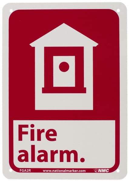 NMC - Fire Alarm, Plastic Fire Sign - 7" Wide x 10" High - Apex Tool & Supply