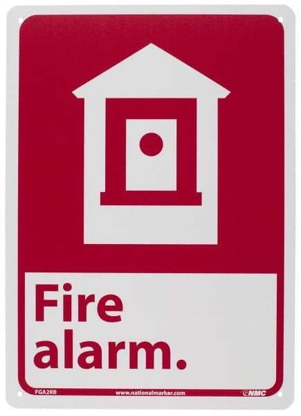 NMC - Fire Alarm, Plastic Fire Sign - 10" Wide x 14" High - Apex Tool & Supply