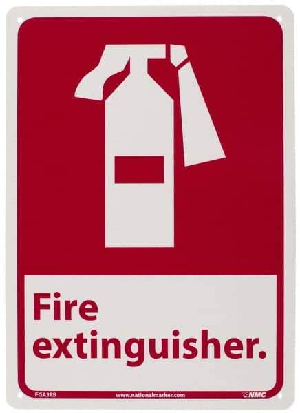 NMC - Fire Extinguisher, Plastic Fire Sign - 10" Wide x 14" High - Apex Tool & Supply