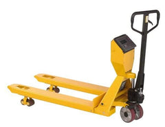 Wesco Industrial Products - 5,000 Lb Capacity, 8" Lift Scale Pallet Truck - 2.9" Min Lift Height, 47-1/2" Fork Length x 27-1/2" Fork Width, 27-1/2" Overall Width - Apex Tool & Supply