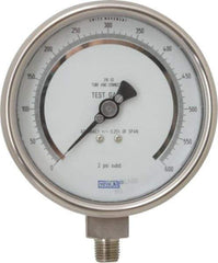 Wika - 4" Dial, 1/4 Thread, 0-600 Scale Range, Pressure Gauge - Lower Connection Mount, Accurate to 0.25% of Scale - Apex Tool & Supply