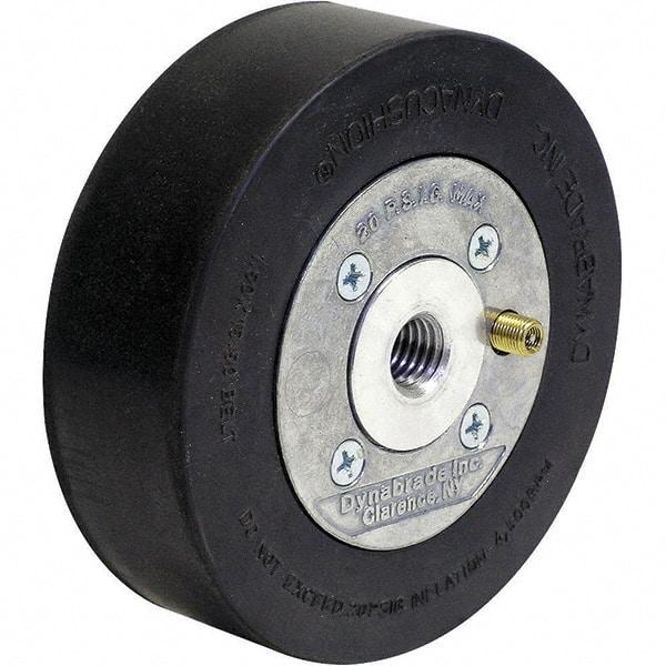 Dynabrade - 5" Wheel OD, 1-1/2" Wheel Width, 4,500 RPM, Aluminum, Pneumatic Wheel with Hub - 15-1/2" Long x 1-1/2" Wide, 5/8" Wheel Arbor Hole, For Use with 13214 & 13523 Dynastraight Air-Powered Abrasive Finishing Tools - Apex Tool & Supply