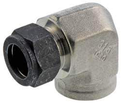 Parker - 1/4" OD, Stainless Steel Female Elbow - 1-1/16" Hex, Comp x FNPT Ends - Apex Tool & Supply