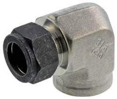 Parker - 1/4" OD, Stainless Steel Female Elbow - 1-1/16" Hex, Comp x FNPT Ends - Apex Tool & Supply