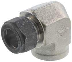 Parker - 3/4" OD, Stainless Steel Female Elbow - 1-3/8" Hex, Comp x FNPT Ends - Apex Tool & Supply