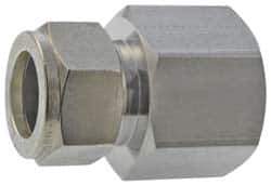 Parker - 1/2" OD, Stainless Steel Female Connector - -425 to 1,200°F, 7/8" Hex, Comp x FNPT Ends - Apex Tool & Supply