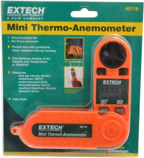Extech - 0.5 to 28 m/Sec Air Anemometer - 122°F Max - Apex Tool & Supply