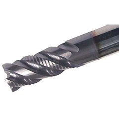 Iscar - 4 Flute Solid Carbide Roughing & Finishing Corner Chamfer End Mill - TiAlN Finish, Straight Shank, 45° Helix, Non-Centercutting, Regular Length - Apex Tool & Supply