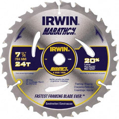 Irwin - 6-1/2" Diam, 5/8" Arbor Hole Diam, 18 Tooth Wet & Dry Cut Saw Blade - Carbide-Tipped, Framing & Ripping Action, Standard Round Arbor - Apex Tool & Supply