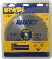 Irwin - 10" Diam, 5/8" Arbor Hole Diam, 80 Tooth Wet & Dry Cut Saw Blade - Carbide-Tipped, Finishing & Trimming Action, Standard Round Arbor - Apex Tool & Supply
