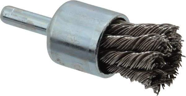 Anderson - 3/4" Brush Diam, Knotted, End Brush - 1/4" Diam Shank, 22,000 Max RPM - Apex Tool & Supply