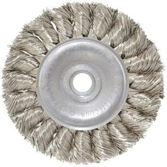 Anderson - 3" OD, 1/2" Arbor Hole, Knotted Stainless Steel Wheel Brush - 3/8" Face Width, 5/8" Trim Length, 0.014" Filament Diam, 25,000 RPM - Apex Tool & Supply