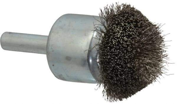 Anderson - 1-1/4" Brush Diam, Crimped, Flared End Brush - 1/4" Diam Shank, 20,000 Max RPM - Apex Tool & Supply