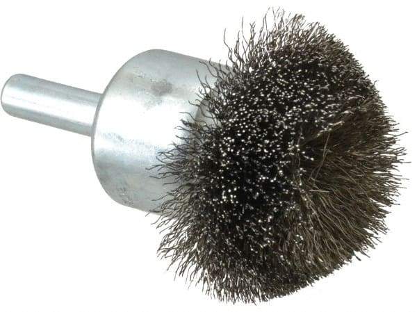 Anderson - 1-1/2" Brush Diam, Crimped, Flared End Brush - 1/4" Diam Shank, 20,000 Max RPM - Apex Tool & Supply