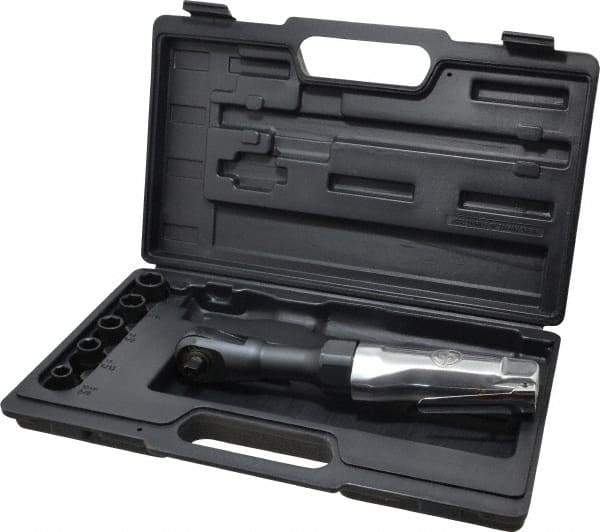 Chicago Pneumatic - 3/8" Drive, 150 RPM, 10 to 50 Ft/Lb Torque Ratchet Wrench Kit - Inline Handle, 3.7 CFM, 90 psi, 1/4" NPTF Inlet - Apex Tool & Supply