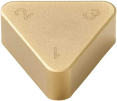 Seco - TNMN222 Grade CBN300P PCBN Turning Insert - TiAlN/TiN Finish, 60° Triangle, 1/4" Inscr Circle, 1/8" Thick, 1/32" Corner Radius - Apex Tool & Supply