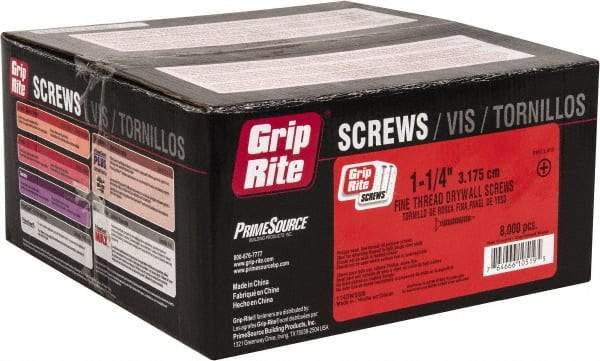 Value Collection - #6, 1-1/4" OAL, Phillips Drive Bugle Head, Steel Drywall Screws - Black Phosphate Finish, Grade 1018 - Apex Tool & Supply