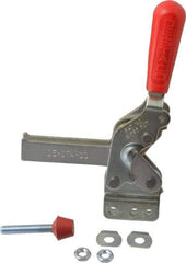 De-Sta-Co - 1,000 Lb Holding Capacity, Vertical Handle, Manual Hold Down Toggle Clamp - 64° Handle Movement, 76° Bar Opening, U-Bar, Straight Base, Electro-Plated Zinc, Carbon Steel - Apex Tool & Supply