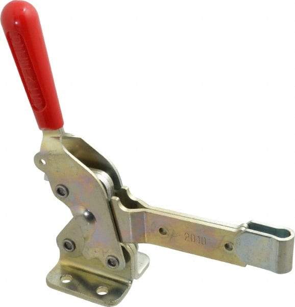 De-Sta-Co - 1,400 Lb Holding Capacity, Vertical Handle, Manual Hold Down Toggle Clamp - 66° Handle Movement, 78° Bar Opening, Solid Bar, Flanged Base, Electro-Plated Zinc, Carbon Steel - Apex Tool & Supply