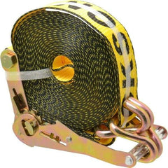 Erickson Manufacturing - 27' Long x 2" Wide, 10,000 Lb Basket Capacity, Polyester Web Sling - Yellow, with Ratchet Tie Down - Apex Tool & Supply