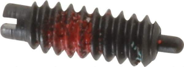 Gibraltar - 6-32, 3/8" Thread Length, 1/16" Plunger Projection, Steel Threaded Spring Plunger - 0.046" Max Plunger Diam, 0.5 Lb Init End Force, 3.5 Lb Final End Force - Apex Tool & Supply