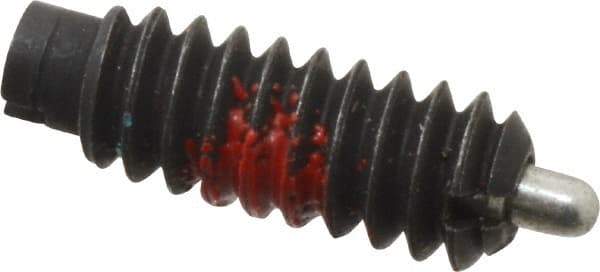 Gibraltar - 6-32, 3/8" Thread Length, 1/16" Plunger Projection, Steel Threaded Spring Plunger - 0.046" Max Plunger Diam, 0.5 Lb Init End Force, 1.5 Lb Final End Force - Apex Tool & Supply
