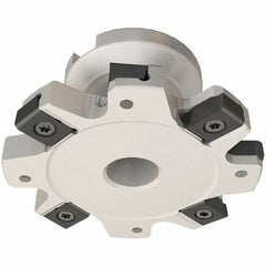 Iscar - Shell Mount B Connection, 3/8" Cutting Width, 1.07" Depth of Cut, 4" Cutter Diam, 1" Hole Diam, 10 Tooth Indexable Slotting Cutter - FDN-LN12 Toolholder, LNET Insert - Apex Tool & Supply