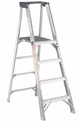 Made in USA - 4 Steps, 10 Ft. High, Type IAA Rating, Aluminum Platform - Apex Tool & Supply