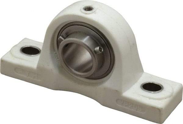 Value Collection - 1" ID, 5.5313" OAL x 2-25/32" OAH Pillow Block - 1,764 Lb Static Cap, 3,147 Lb Dyn Cap, 4-1/8" Btw Mnt Hole Ctrs, SS Thermoplastic - Apex Tool & Supply