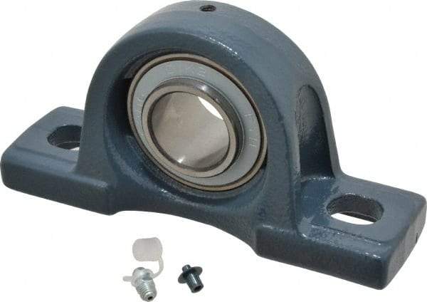 Value Collection - 1-1/4" ID, 3-5/16" OAW x 6-1/2" OAL x 3-5/16" OAH High Temperature Ball Bearing Pillow Block - 2,500 Lb Static Cap, 4,300 Lb Dyn Cap, 4-3/4" Btw Mnt Hole Ctrs, 1-11/16" Base-to-Ctr Ht, Cast Iron - Apex Tool & Supply