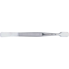 4 1/2″ Flat Rounded Spade Point Tweezers - Apex Tool & Supply