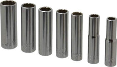 Blackhawk by Proto - 7 Piece 1/4" Drive Deep Well Socket Set - 12 Points, 1/4" to 1/2" Range, Inch Measurement Standard - Apex Tool & Supply