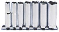 Blackhawk by Proto - 7 Piece 1/4" Drive Deep Well Socket Set - 6 Points, 1/4" to 1/2" Range, Inch Measurement Standard - Apex Tool & Supply