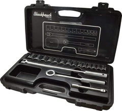 Blackhawk by Proto - 17 Piece 1/2" Drive Socket Set - 12 Points, 10mm to 28mm Range, Metric Measurement Standard - Apex Tool & Supply
