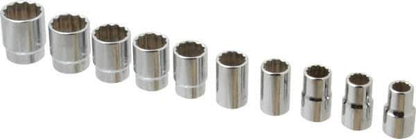 Blackhawk by Proto - 10 Piece 1/2" Drive Socket Set - 12 Points, 7/16" to 1" Range, Inch Measurement Standard - Apex Tool & Supply